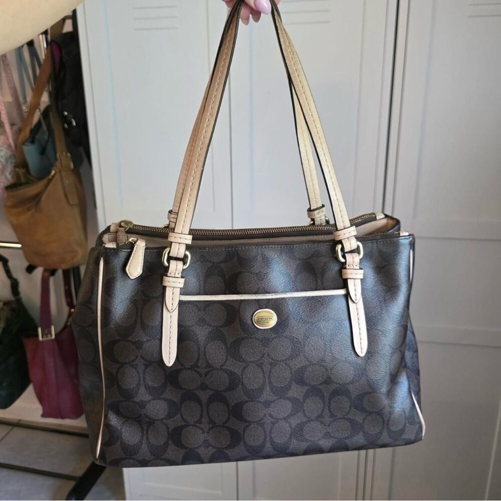 Coach Peyton Brown Signature Tote Bag - Picture 1 of 8